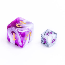 Black White Blend 7-Dice Mini-Dice RPG Set w/Purple Numbers Miniature Dice (Online Only)