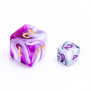 Black White Blend 7-Dice Mini-Dice RPG Set w/Purple Numbers Miniature Dice (Online Only)