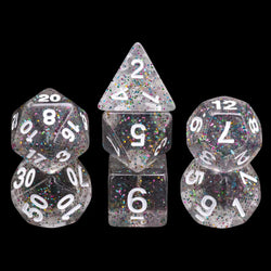 Kindergarten Garland Glitter 7-Dice Set w/White Numbers Dnd Dice Set (Online Only)