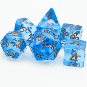 Wizard (Magic Wand) Clear Blue Dice w/ Golden Wand 7-Dice Set Rpg (Online Only)