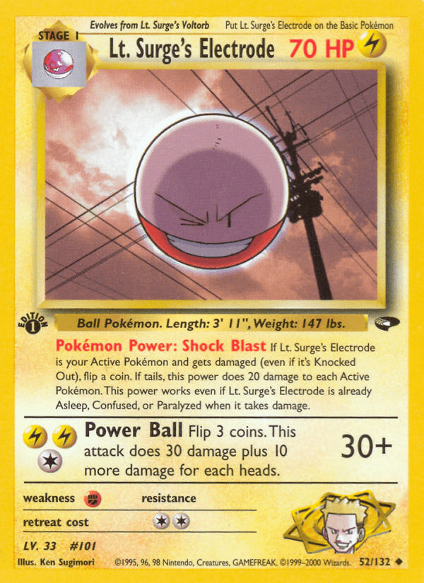 Lt. Surge's Electrode (52/132) [Gym Challenge 1st Edition] (Online Only)