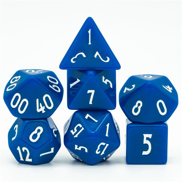 Dark Blue Homage 7-Dice Set w/Blue Numbers Minimalist (Online Only)