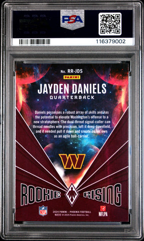 Graded 2024 Panini Phoenix Jayden Daniels #RRJDS Rookie Rising Rookie RC Football Card PSA 10 Gem Mint (ONLINE ORDER ONLY)
