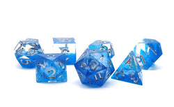 Dreaming of Space 7-Dice Set Resin Sharp Edge RPG DND Blue Glitter (Online Only)