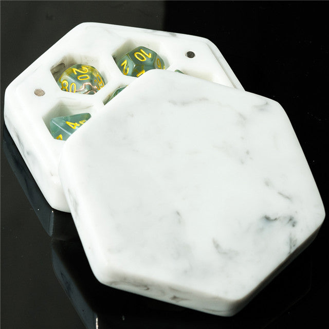 Resin Hexagon Box for Dnd Dice Case (White & Black） (Online Only)