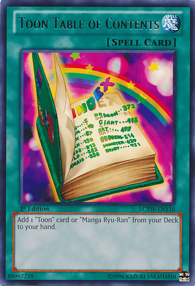 Toon Table of Contents [LCYW-EN116] Rare (ONLINE ORDER ONLY)