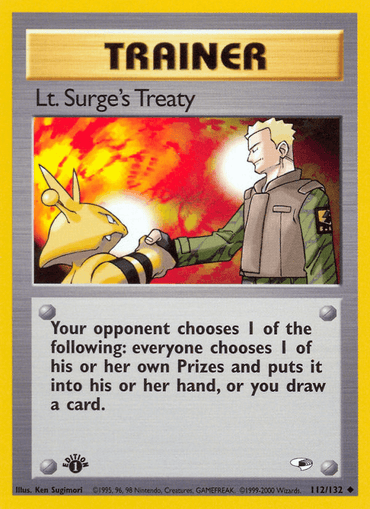 Lt. Surge's Treaty (112/132) [Gym Heroes 1st Edition] (Online Only)