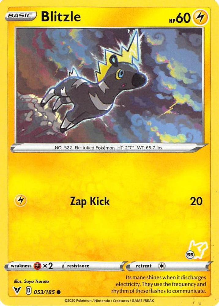 Blitzle (053/185) (Pikachu Stamp #55) [Battle Academy 2022] (Online Only)