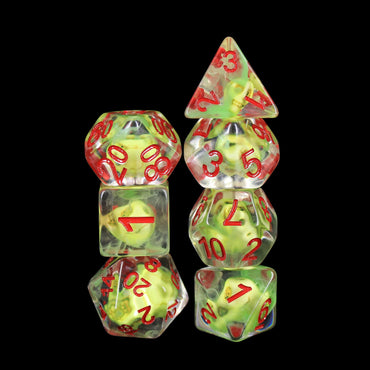 Sulfur Skull Dice Green/Red Halloween Resin 7-Dice (Online Only)