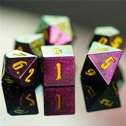 Rose Red Monster Glitter DND Dice (Rose Red&Green&Golden) 7-Dice Dungeons and Dragons Dice (Online Only)