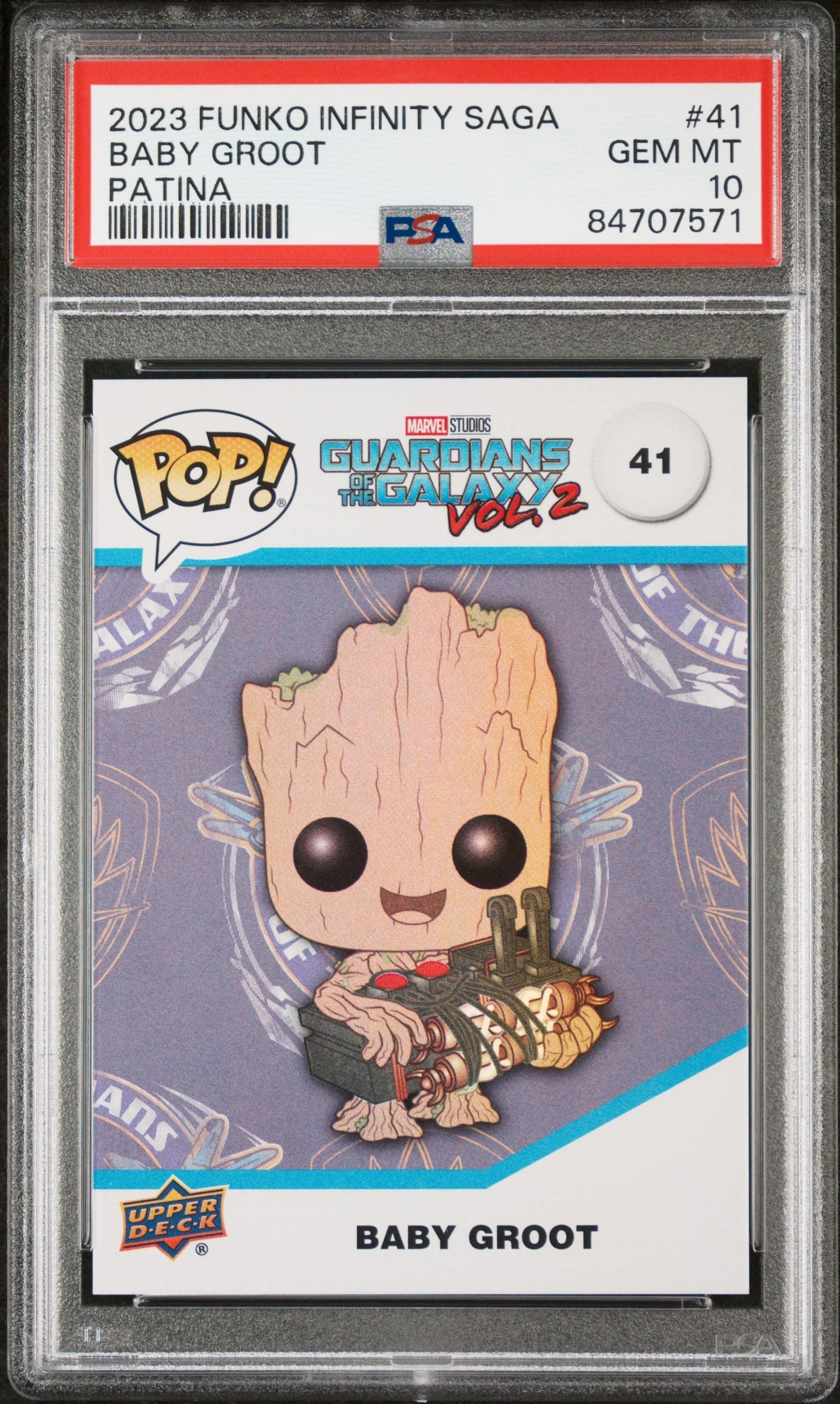 2023 UPPER DECK FUNKO POP MARVEL  BABY GROOT PATINA #41  PSA 10 (Online Order Only)