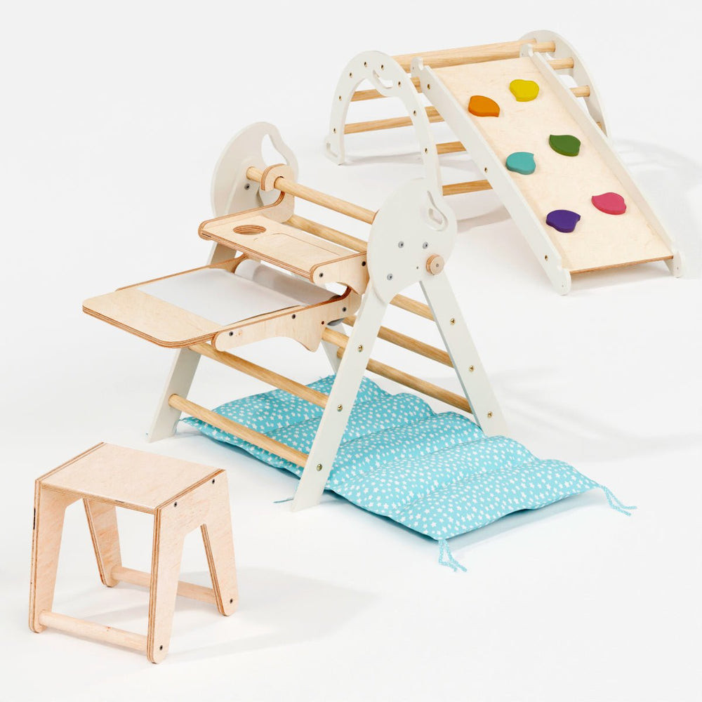 4in1 Montessori Climbing Set: Pikler Triangle, Arch, Slide Board, and Cushion for Toddlers (1–3 Years) (ONLINE ORDER ONLY)