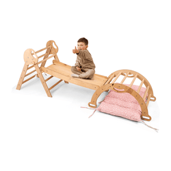 4in1 Montessori Climbing Set: Pikler Triangle, Arch, Slide Board, and Cushion for Toddlers (1–3 Years) (ONLINE ORDER ONLY)