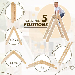 4in1 Montessori Climbing Set: Triangle Ladder + Arch/Rocker + Slide Board/Ramp + Climbing Net – Beige (ONLINE ORDER ONLY)