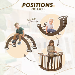 The 4in1 Montessori Climbing Set consists of: Triangle Ladder + Arch/Rocker + Slide Board/Ramp + Net – Chocolate (ONLINE ORDER ONLY)