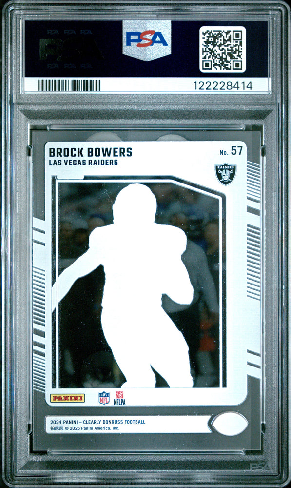 Graded 2024 Panini Clearly Donruss Brock Bowers #57 Rookie RC Football Card PSA 8 Near Mint (ONLINE ORDER ONLY)