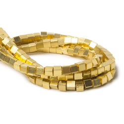 4mm 22kt Gold Plated Shiny Cube Beads 8 inch 50 pieces (ONLINE ORDER ONLY)