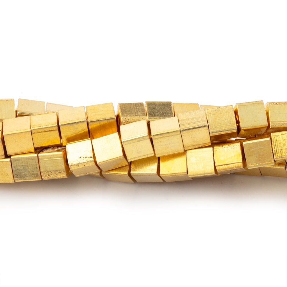 4mm 22kt Gold Plated Shiny Cube Beads 8 inch 50 pieces (ONLINE ORDER ONLY)