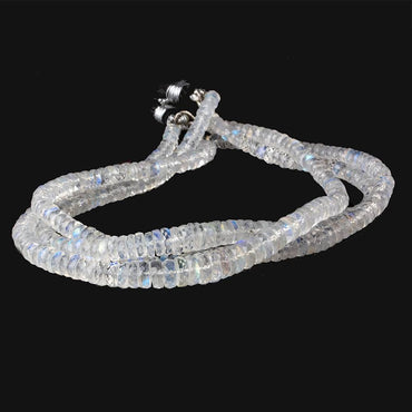 4mm - 5mm Rainbow Moonstone Faceted Rondelles 10 inch 119 beads AAA (ONLINE ORDER ONLY)