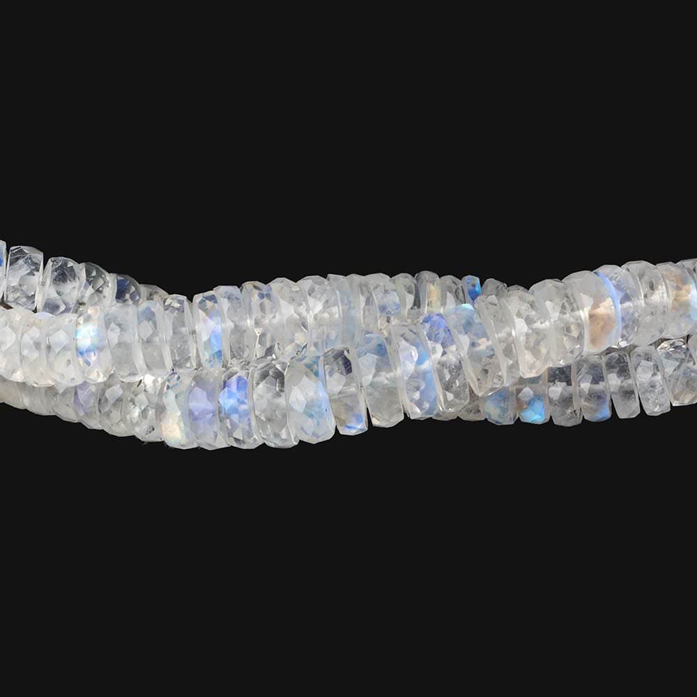 4mm - 5mm Rainbow Moonstone Faceted Rondelles 10 inch 119 beads AAA (ONLINE ORDER ONLY)