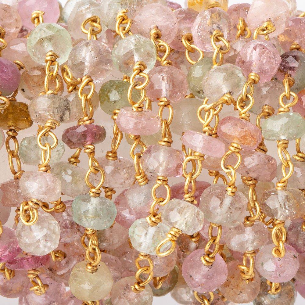 4mm Afghani Tourmaline Faceted Rondelles on Vermeil Chain by the Foot (ONLINE ORDER ONLY)
