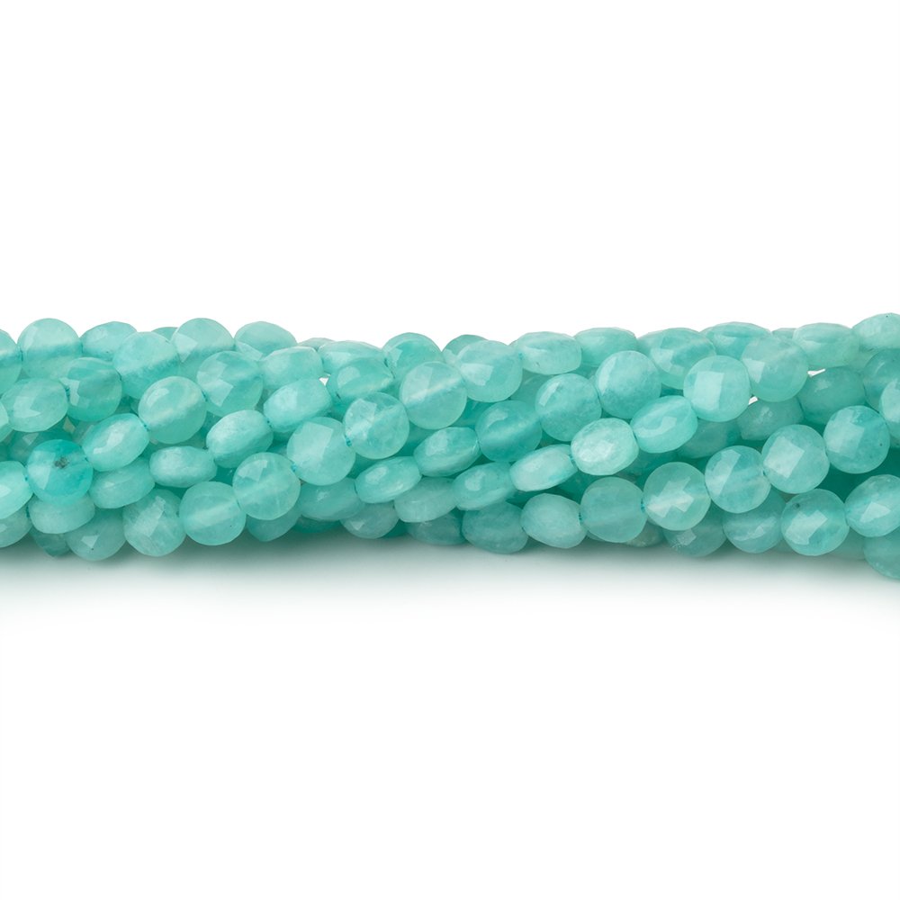 4mm Amazonite Checkerboard Faceted Calibrated Coins 12.25 inch 82 Beads (ONLINE ORDER ONLY)