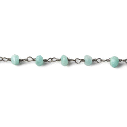4mm Amazonite faceted rondelle Black Gold plated Chain by the foot 34 beads (ONLINE ORDER ONLY)