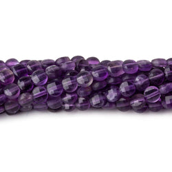 4mm Amethyst checkerboard calibrated faceted coins 12.5 inch 85 beads AAA (ONLINE ORDER ONLY)