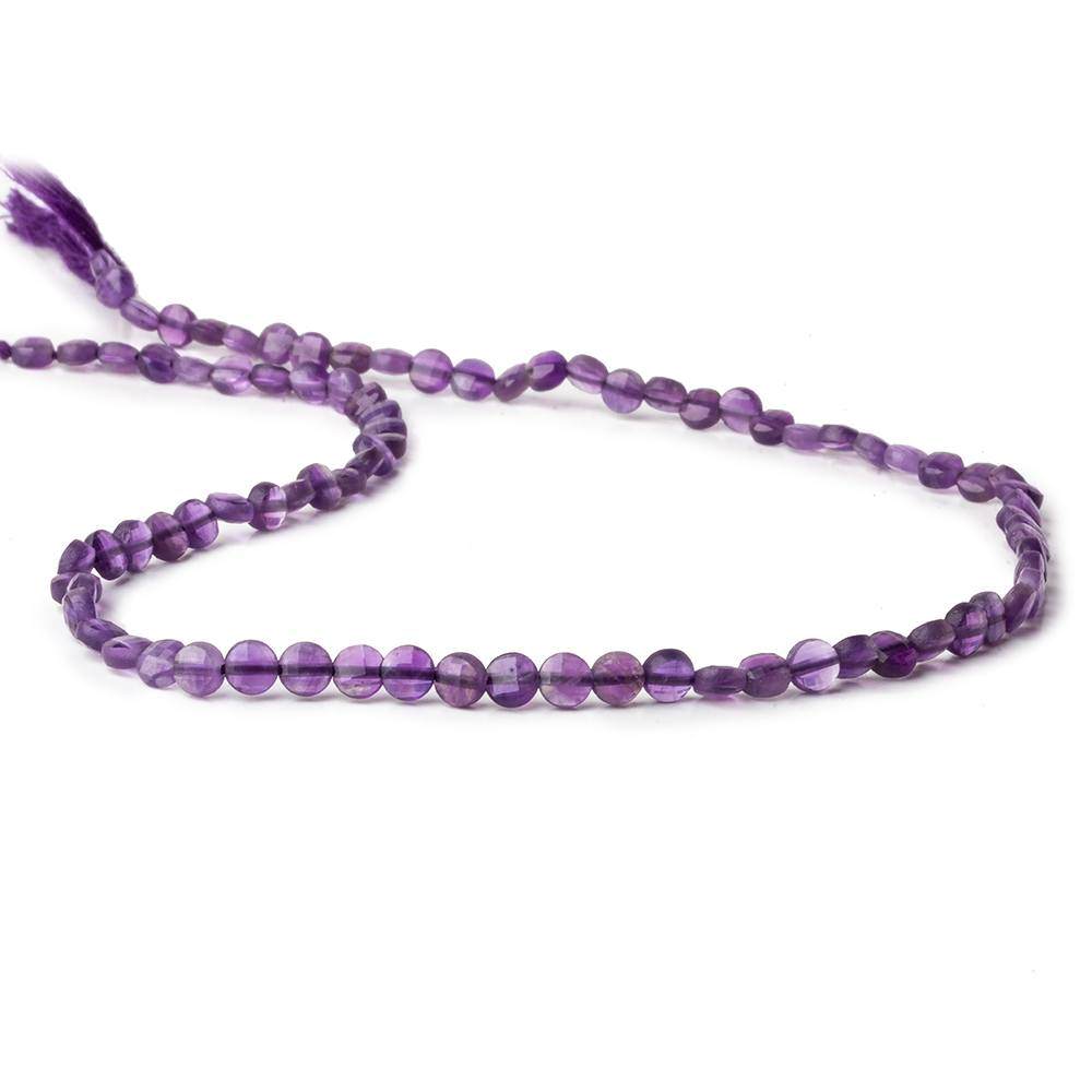4mm Amethyst checkerboard calibrated faceted coins 12.5 inch 85 beads AAA (ONLINE ORDER ONLY)