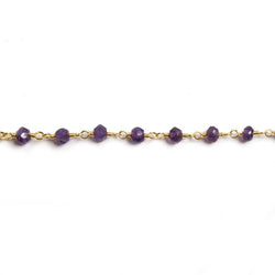 4mm Amethyst faceted rondelle Gold Chain by the foot 34 pieces (ONLINE ORDER ONLY)