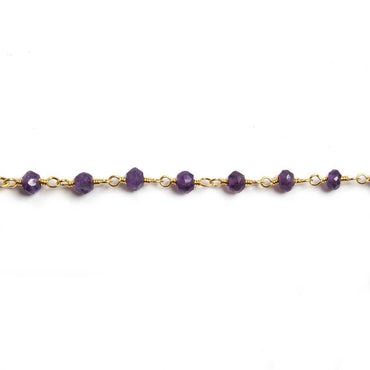 4mm Amethyst faceted rondelle Gold Chain by the foot 34 pieces (ONLINE ORDER ONLY)