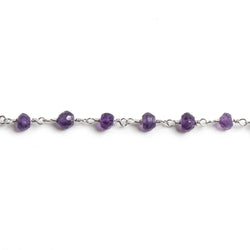 4mm Amethyst faceted rondelle Silver Chain by the foot 34 pieces (ONLINE ORDER ONLY)