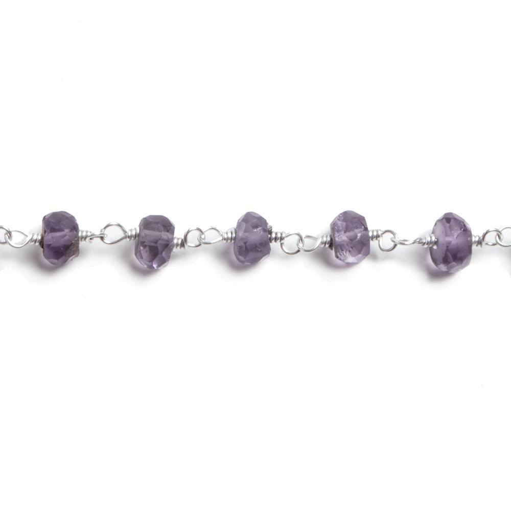 4mm Amethyst faceted rondelle Silver plated Chain by the foot 39 pieces (ONLINE ORDER ONLY)