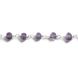 4mm Amethyst faceted rondelle Silver plated Chain by the foot 39 pieces (ONLINE ORDER ONLY)