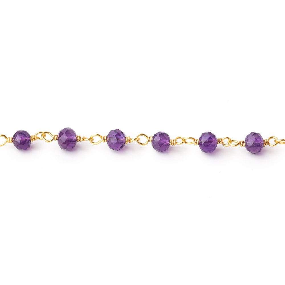 4mm Amethyst Micro Faceted Rondelles on Vermeil Chain by the Foot 36 pieces (ONLINE ORDER ONLY)