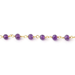 4mm Amethyst Micro Faceted Rondelles on Vermeil Chain by the Foot 36 pieces (ONLINE ORDER ONLY)