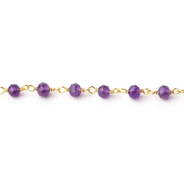 4mm Amethyst Micro Faceted Rondelles on Vermeil Chain by the Foot 36 pieces (ONLINE ORDER ONLY)