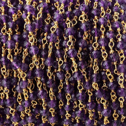 4mm Amethyst Micro Faceted Rondelles on Vermeil Chain by the Foot 36 pieces (ONLINE ORDER ONLY)