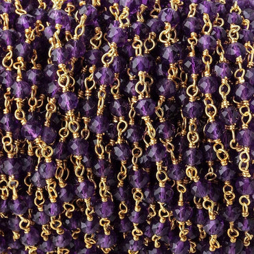 4mm Amethyst Micro Faceted Rondelles on Vermeil Chain by the Foot 36 pieces (ONLINE ORDER ONLY)