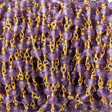 4mm Amethyst Micro Faceted Rounds on Gold Plated Chain (ONLINE ORDER ONLY)
