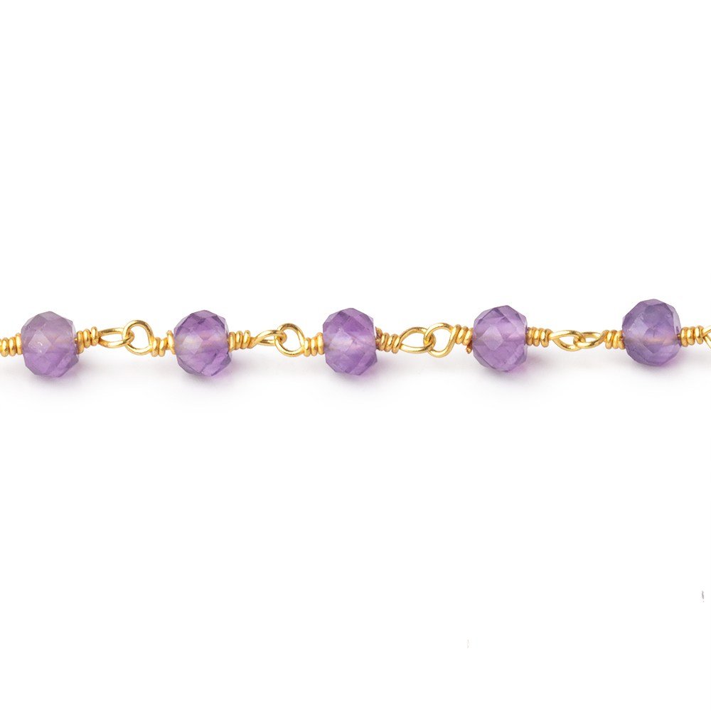 4mm Amethyst Micro Faceted Rounds on Gold Plated Chain (ONLINE ORDER ONLY)