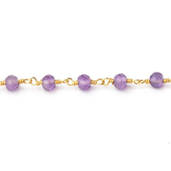 4mm Amethyst Micro Faceted Rounds on Gold Plated Chain (ONLINE ORDER ONLY)