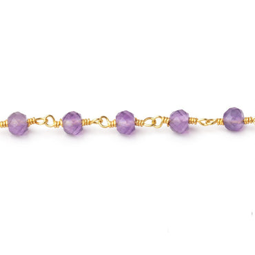 4mm Amethyst Micro Faceted Rounds on Gold Plated Chain (ONLINE ORDER ONLY)