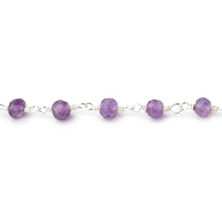 4mm Amethyst Micro Faceted Rounds on Silver Plated Chain (ONLINE ORDER ONLY)