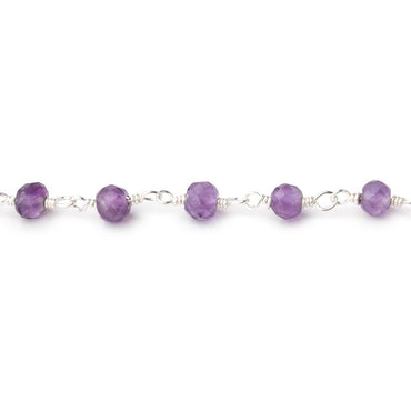 4mm Amethyst Micro Faceted Rounds on Silver Plated Chain (ONLINE ORDER ONLY)