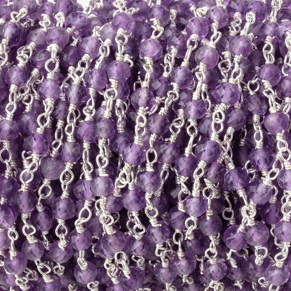 4mm Amethyst Micro Faceted Rounds on Silver Plated Chain (ONLINE ORDER ONLY)