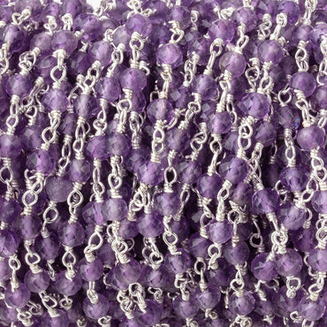 4mm Amethyst Micro Faceted Rounds on Silver Plated Chain (ONLINE ORDER ONLY)