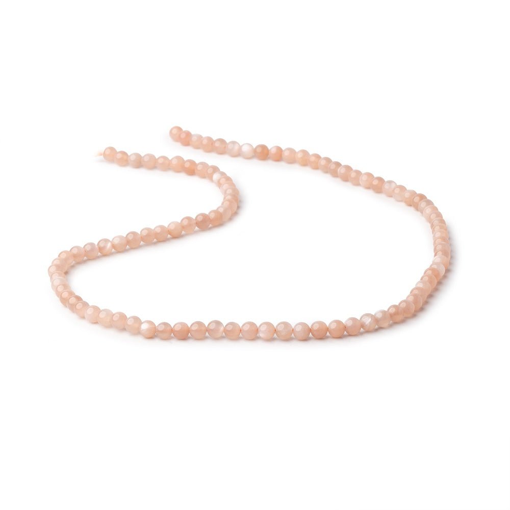 4mm Angel Skin Moonstone Plain Rounds 15.5 inch 95 beads AA (ONLINE ORDER ONLY)