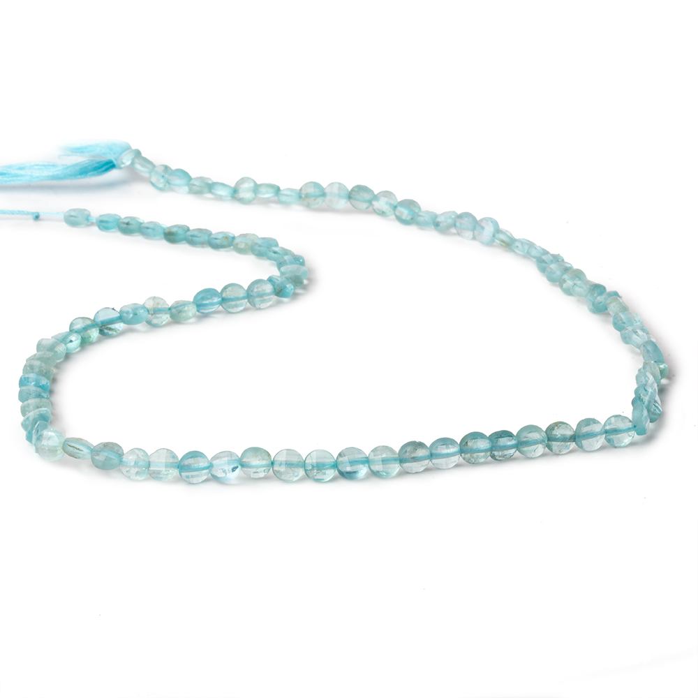 4mm Apatite checkerboard calibrated faceted coins 12.5 inch 82 beads AAA (ONLINE ORDER ONLY)