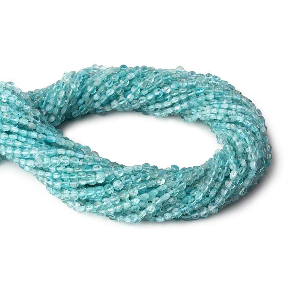 4mm Apatite checkerboard calibrated faceted coins 12.5 inch 82 beads AAA (ONLINE ORDER ONLY)